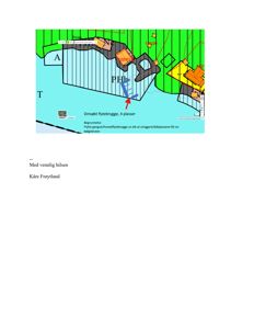 Et kart eller situasjonsplan som viser en kystlinje med et område merket 'PHI' og tekst om 'Omsøkt flytebrygge'.