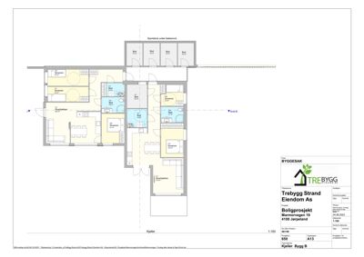 Etasjeplan (Kjeller) som viser romfordeling, størrelser og funksjoner for en bolig.