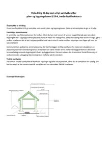 Et eksempel på en situasjonsplan som viser krav til avstand mellom bygninger og nabogrenser.