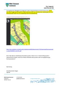 Illustrasjonsplan som viser tomtedeling, vegnett og soner i et område.