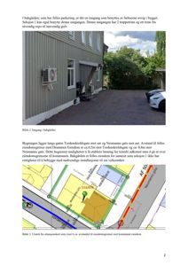 Situasjonsplan som viser bygningens plassering i forhold til eiendomsgrenser og kommunal eiendom.