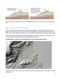 Et 3D-relieft (flyfoto) av et fjellområde med markerte områder (gul og oransje ring) som viser fjell i dagen.