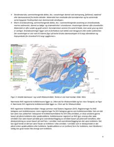 Et kart over et område (tiltaksområdet) med fargekodet informasjon om løsmasser og kvikkleire, basert på data fra NGU.
