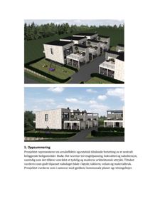 Bildet viser to 3D-visualiseringer (renderinger) av et boligprosjekt med tilhørende tekstbeskrivelse.