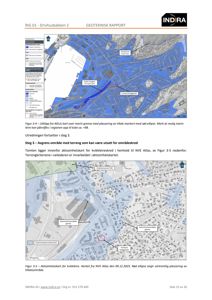 Bildet viser to kart fra en geoteknisk rapport. Øverste kart er et utklipp fra NGUs kart som viser marin leire og grunnvann. Nedre kart er et aktsomhetskart for kvikkleireskred.
