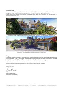 Fotografier av eksisterende bolig og garasje ved Krosneslund 24, inkludert tekstdokumentasjon om historikk og rivingsplan.