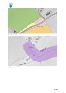 Bildet viser to kartfigurer (Gårds- og Aktsomhetsområde) som viser eiendomsforhold og arealbruk.