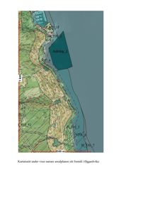 Kartutsnitt som viser et område langs kysten med arealplanzoner (f.eks. H 530_1, VFR 1) og en ankerplass (Ankring 2).
