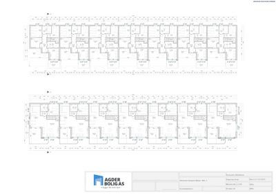 Etasjeplaner (planer) som viser romfordeling og veggkonstruksjoner for et bygg.