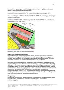 Utsnitt situasjonsplan som viser tomtens beliggenhet, bygningers plassering og arealoppdeling.