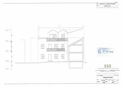 Fasadetegning av en bygning sett fra nord.