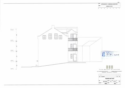 Fasadetegning av en bygning sett fra øst