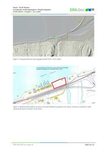 Bildet viser en topografisk kartvisning med skyggerelieff og en beskrivende bilde av tomten med planer markert.