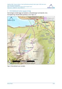 Oversiktskart over et område ved Isfjorden med topografi og vegnett