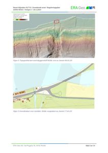 Bildet viser to kart: en topografisk kart med skyggerelieff og et oversiktskart over området.