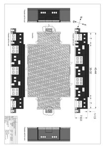 Fasadetegning som viser bygningens utseende fra alle fire sider (nord, øst, sør, vest) med mål og detaljer.