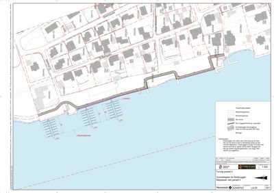Oversiktsplan (situasjonsplan) som viser tomt, naboeiendommer, reguleringsgrenser og bygningers plassering i forhold til hverandre.