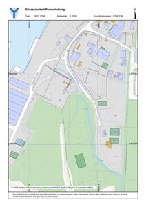 Situasjonskart som viser tomtens beliggenhet i forhold til nabolag, veier og vannveier.