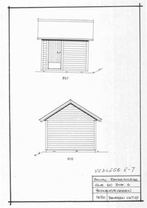 Fasadetegning som viser bygningens utsyn mot øst (ØST) og syd (SYD).