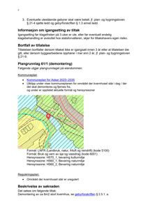 Et utklipp fra kommuneplanen for Asker som viser formål og hensynssoner for et område der et kvernhus skal demonteres.