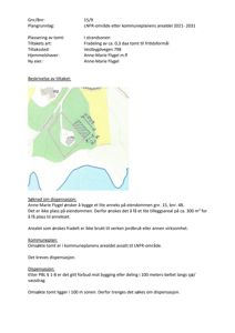 Situasjonsplan som viser tomtens plassering i forhold til nabolag, vei (Vestbygdevegen) og vassdrag, samt arealopplysninger.