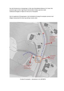 Kart som viser et forslag til innsatsplan for brann og redning, med angitte veier, eiendommer og slangeutlegg.