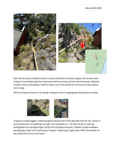 Fotografier av en trapp som bygges inn i et fjell, med tilhørende tekstbeskrivelse av prosjektet.