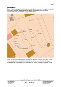 Situasjonsplan som viser tomtens høydemålinger (H=...), terrengform, plassering av eksisterende trær og planlagt byggeplass.