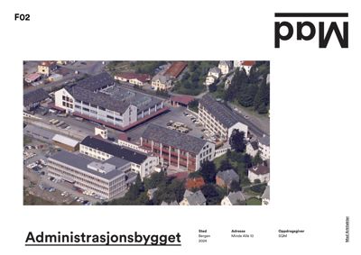 Luftfoto av Administrasjonsbygget på Mindre Allé 10 i Bergen.