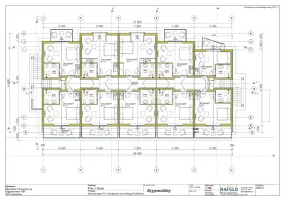 Etasjeplan (Plan 2. Etasje) som viser romfordeling, mål og funksjon for leiligheter i en bygning.