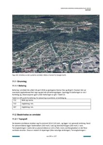 Ortofotoverflysning (kart) av et område med topografiske og bygningsmessige detaljer.
