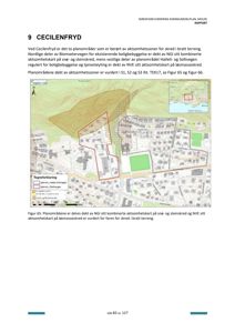 Et situasjonskart eller aktsomhetskart som viser planområder og skredfare i Cecilenfryd.