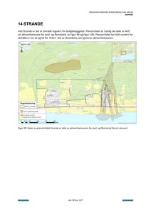 Kart som viser planområdet for Strande, inkludert skredfarevurdering og aktsomhetssone.