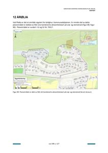 Et kart som viser et planområde (Årølia) med overlag av NGIs kombinerte aktsomhetskart for snø- og steinskred.