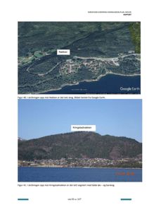 Bildet viser to kartutsnitt (fra Google Earth) som illustrerer skråningen og vegetasjonen i området mot Nakken og Kringstadnakken.