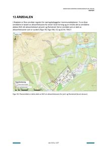 Et kart som viser et planområde (Årødaalen) med skred- og flomsoner, inkludert en tegneforklaring.