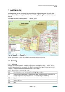 Situasjonsplan eller aksomhetskart som viser berørte områder ved Høgskolen, inkludert en tegnforklaring og observasjonspunkter.