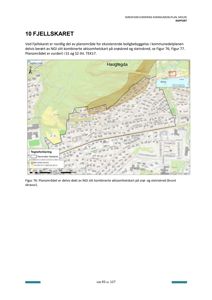 Et kart som viser et planområde (Fjellskaret) med overlag av NGI sitt kombinerte aktsomhetskart for snøskred og steinskredd.