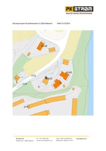 Situasjonsplan som viser tomtens form, grenser, tilstøtende eiendommer og plassering av bygninger.