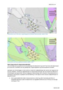 Bildet viser kartutsnitt fra reguleringsplan og kommuneplan med arealdel, samt tekst som forklarer dispensasjonssøknaden for vannledninger.