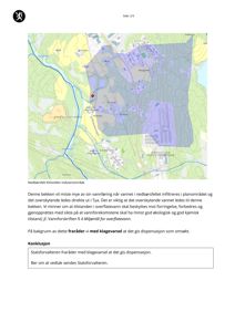 Et kart over nedbørsfeltet i Kirkvollen industriområde med overlappende planområder og en markert bekken.