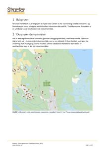 Kart som viser eksisterende vannveier og bekker i et industriområde.