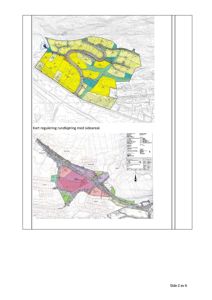Bildet viser to kart som illustrerer reguleringsplaner for rundkjøring og sideareal, inkludert fargekodet arealbruk og infrastruktur.