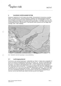 Et kart som viser inndeling av et overvannssystem i ulike felt (grønt, rødt, oransje) og avløpsfelt (A1-A10).