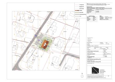 Situasjonsplan som viser tomtens beliggenhet i forhold til nabolag, vegnett og arealbruk.