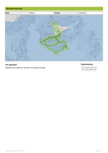 Et kart som viser et 100-meter belte langs kysten, med en grønn markert linje som indikerer bufferzonen.