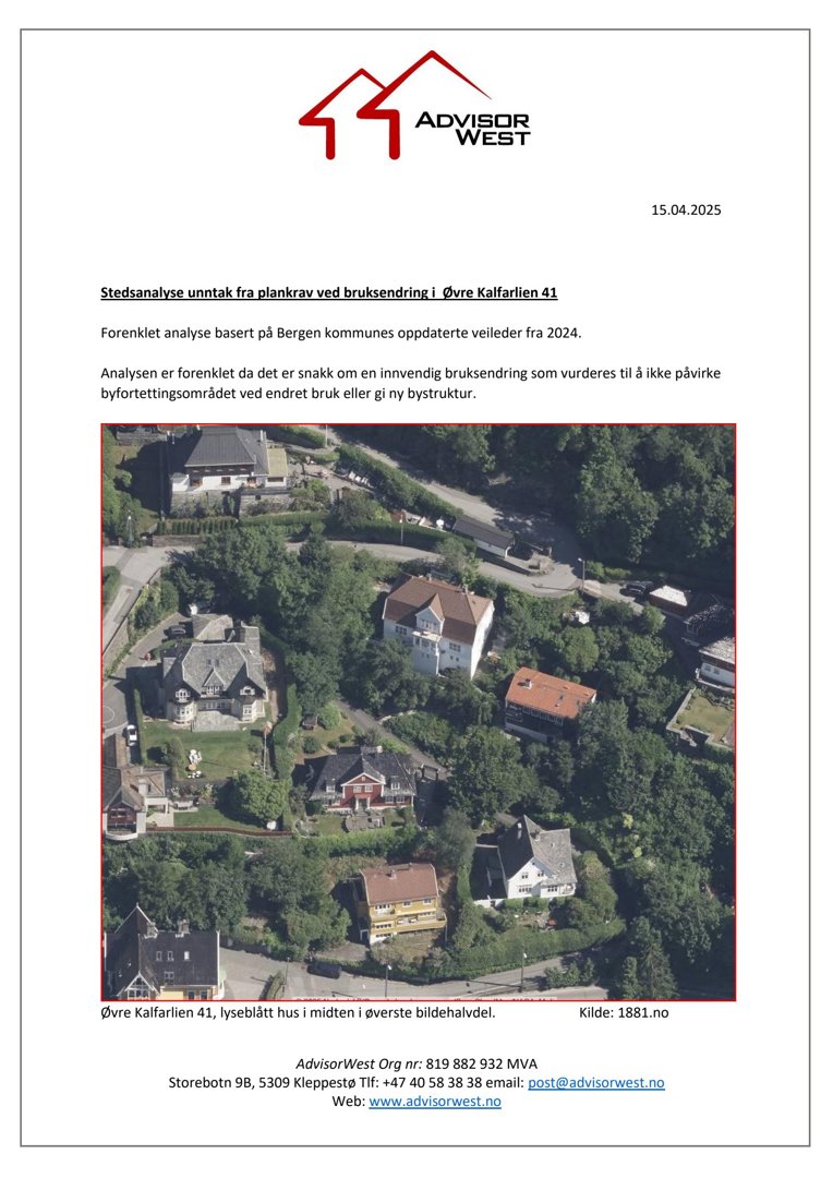 Luftfoto av Øvre Kalfarlien 41 og nabolag