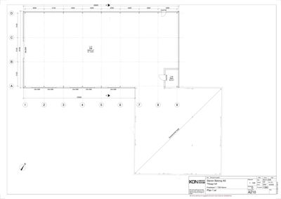 Etasjeplan (Plan 1.et) som viser romfordeling, dimensjoner og areal for et bygg.