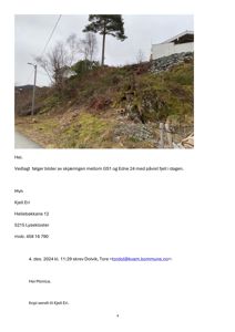 Fotografi av en skråning med skog og stein, som er vedlagt i en e-post om en skjøring mellom GS1 og Edne 24.