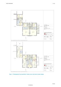 Bildet viser to etasjeplaner (1. og 2. etasje) for nye boenheter i en bygning, inkludert romfordeling og dimensjoner.